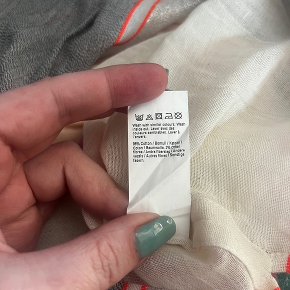 River Island Cream, Grey and Peach Tunic with Tie Front - Picture 9 of 9